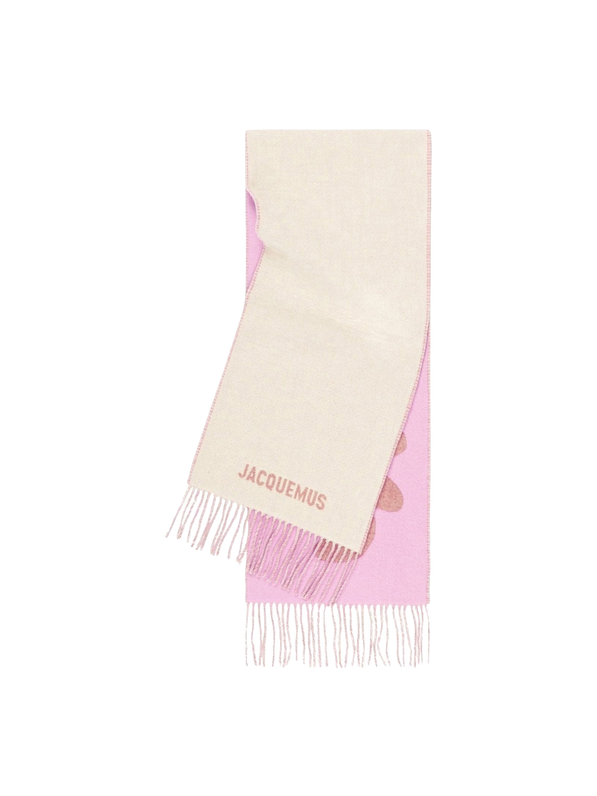 Écharpe Fleur en laine - Beige & Pink Flower