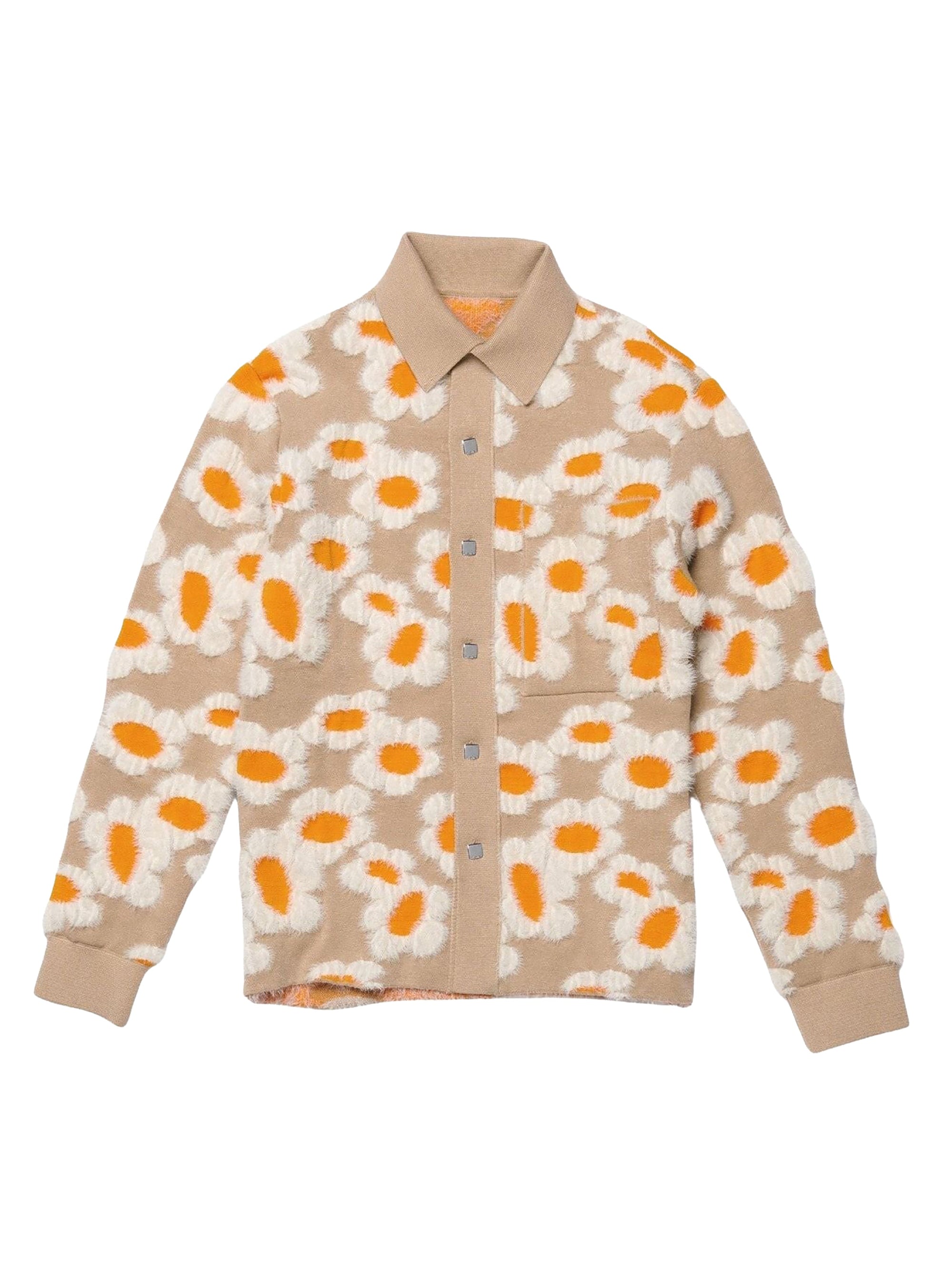 LIGHT BROWN FLOWERS 70S LA CHEMISE NEVE FLEURS