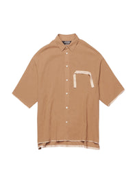 Chemise Cabri manches coudes à logo gros-grain - Beige