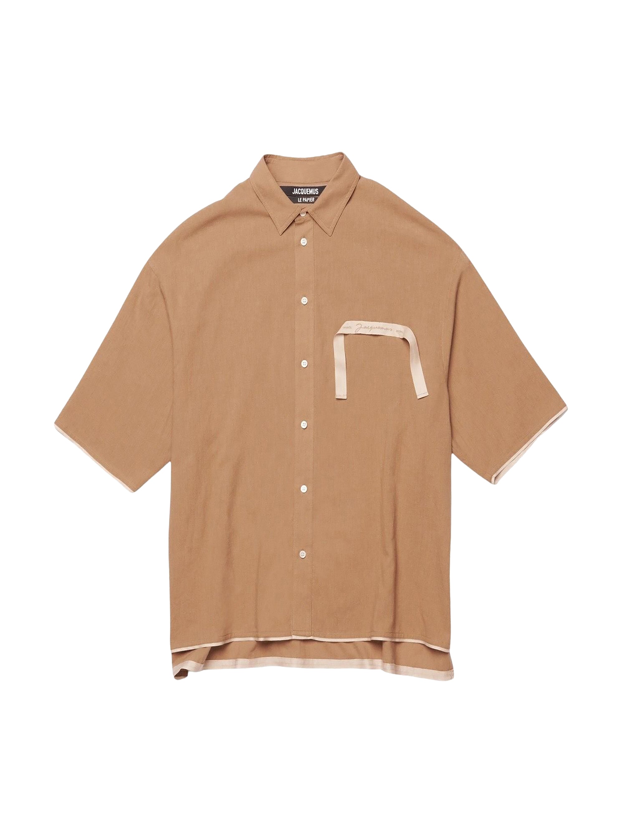 Chemise Cabri manches coudes à logo gros-grain - Beige