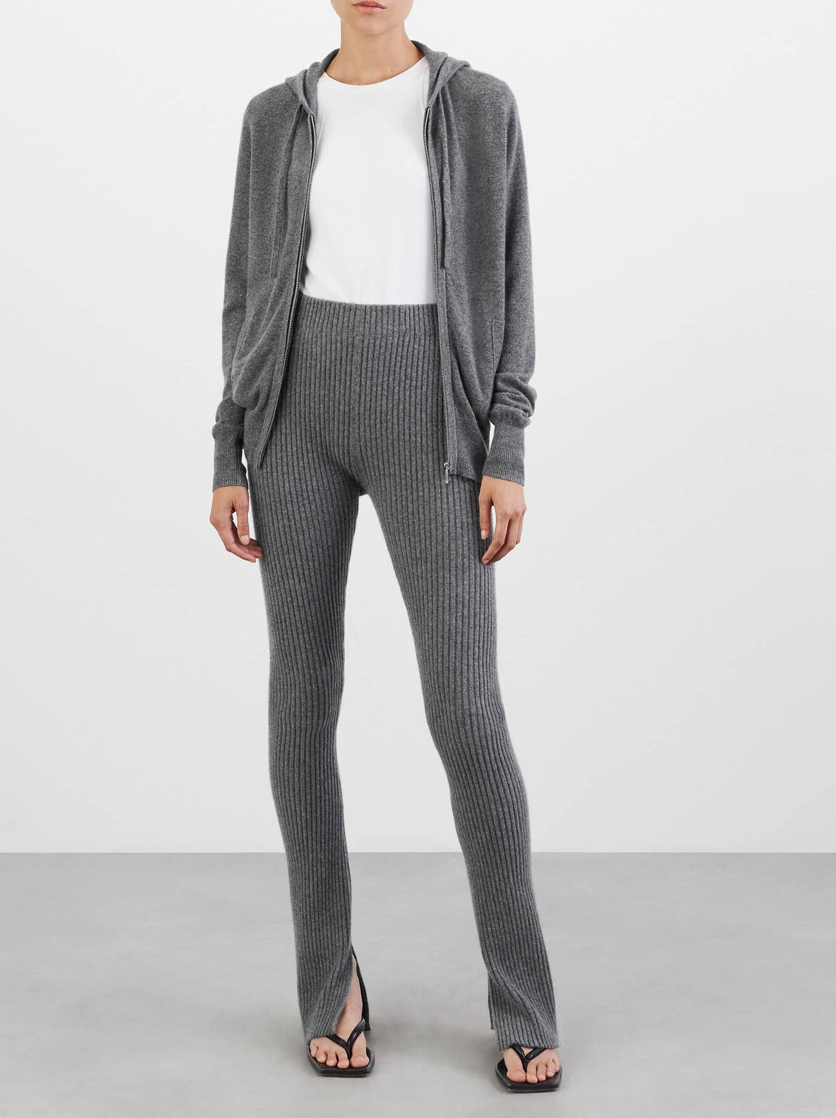 Legging côtelé en cachemire - Gris