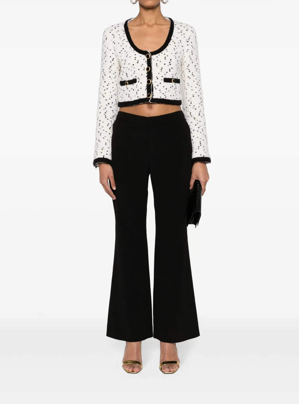 Pantalon évasé en crêpe - Noir