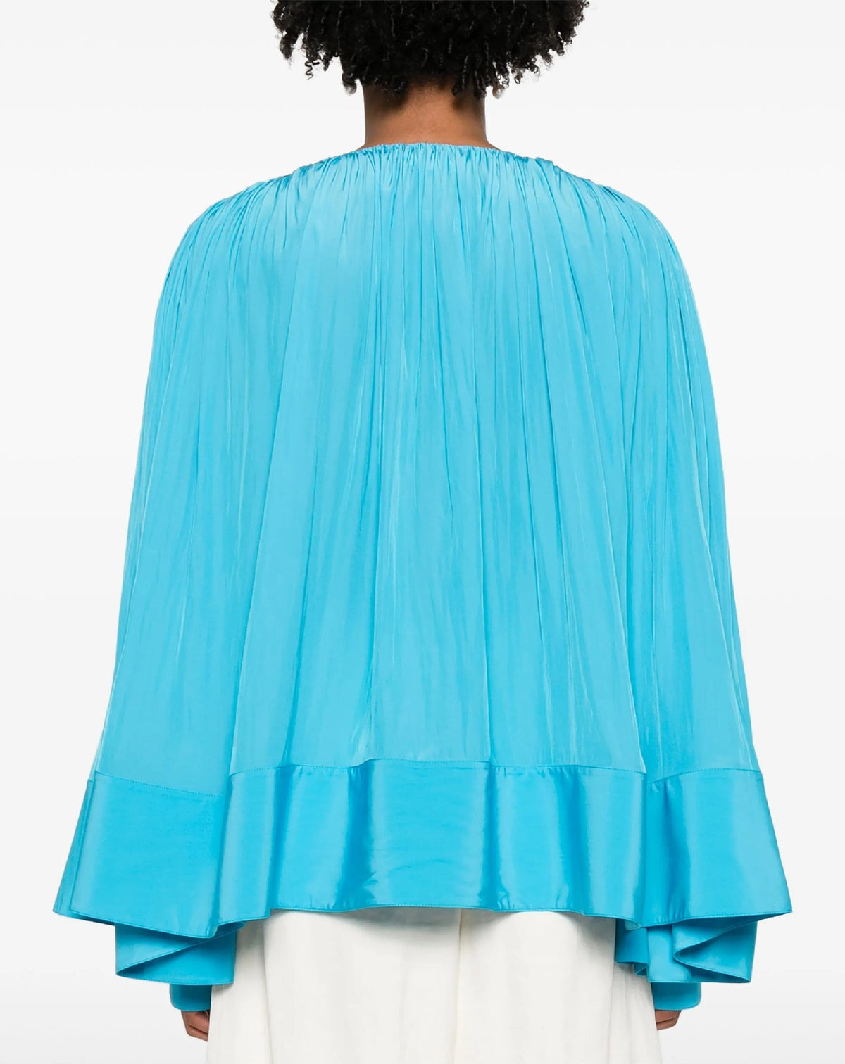 ZZNO STOCK PISCINE LONG SLEEVE BLOUSE OPEN NECK