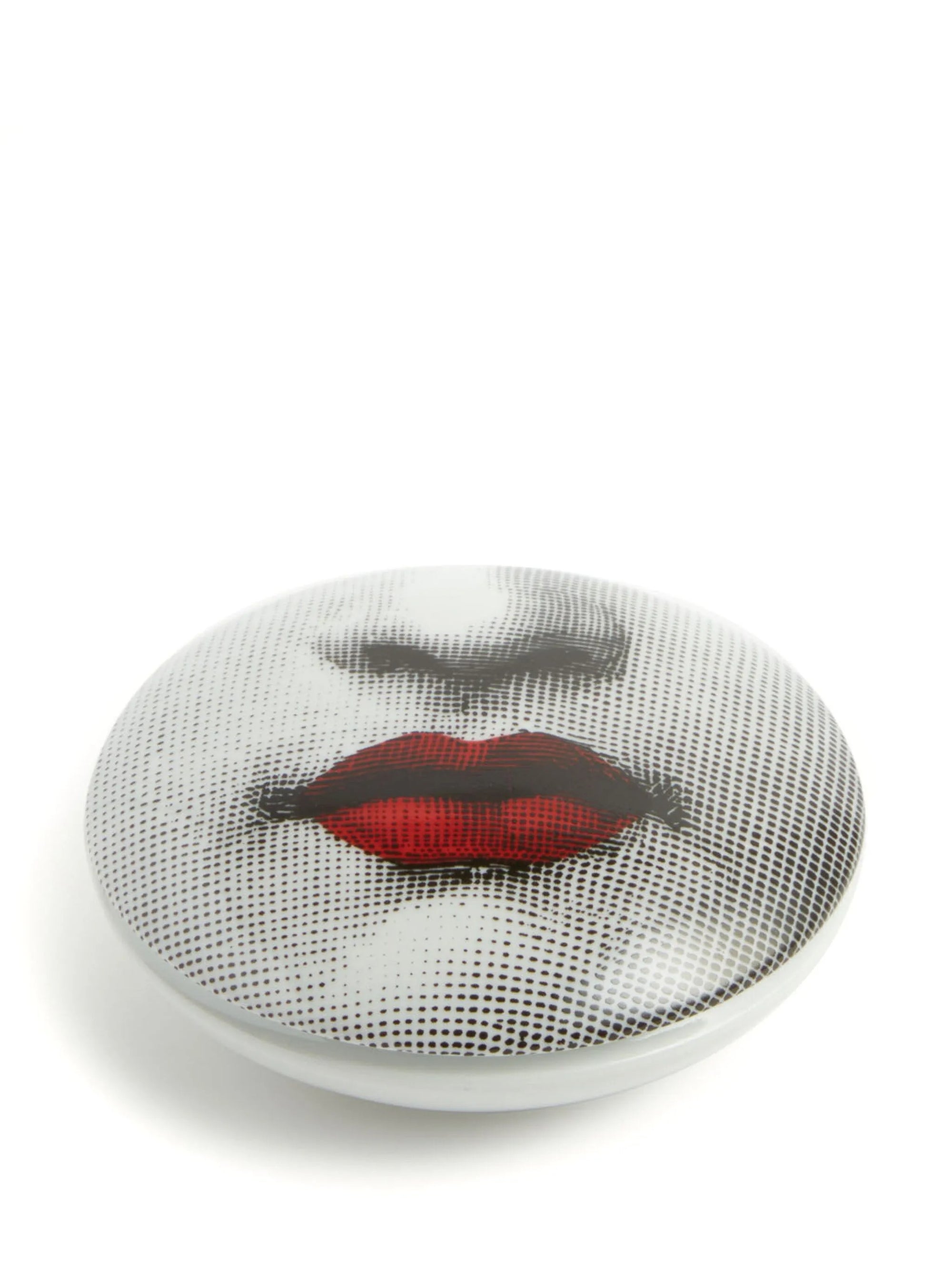 Tema e Variazioni n°397 round porcelain box - Red & Black & White