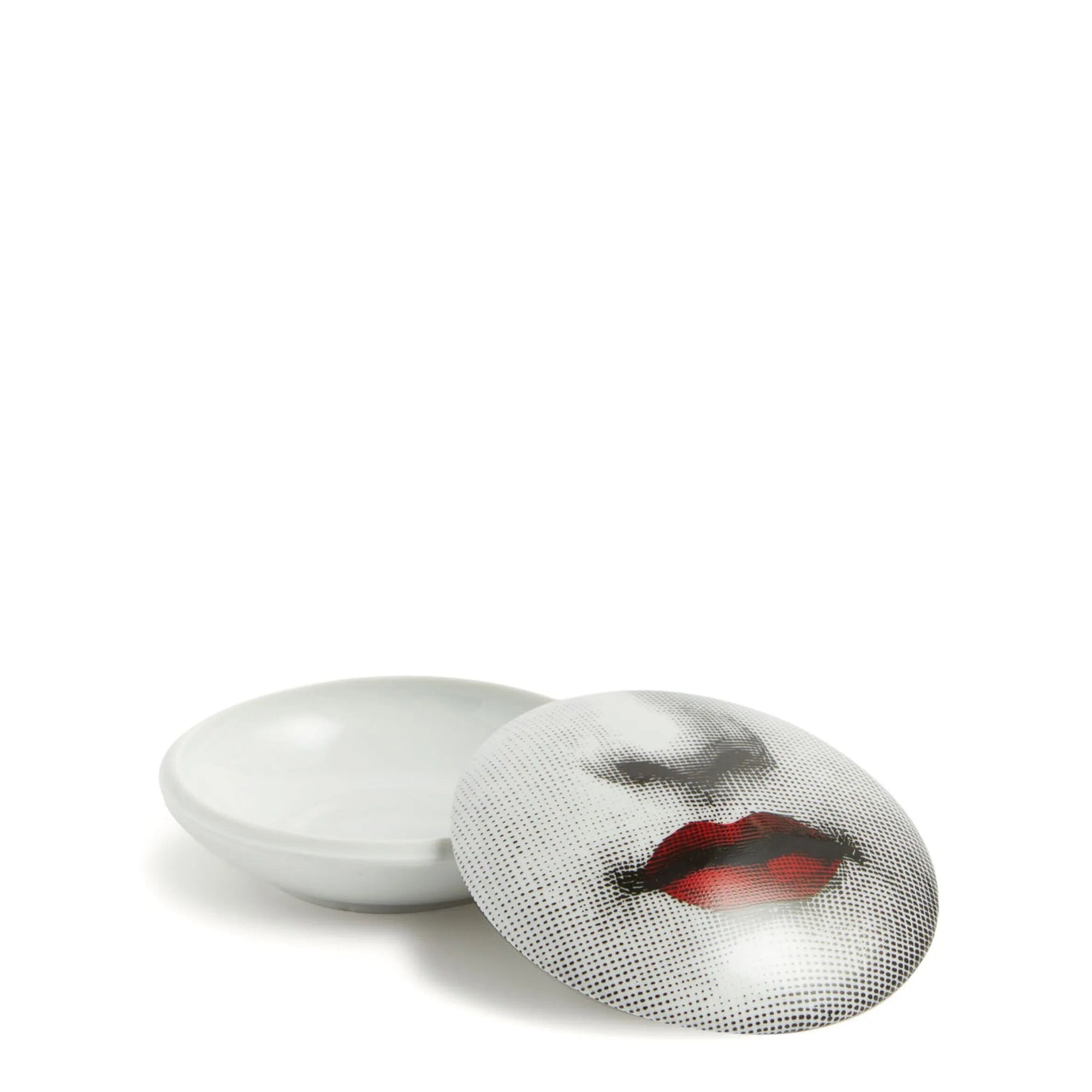 Tema e Variazioni n°397 round porcelain box - Red & Black & White