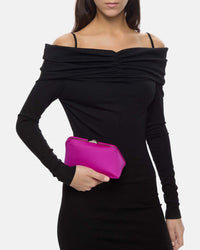 Pochette Midnight en satin - Fuchsia