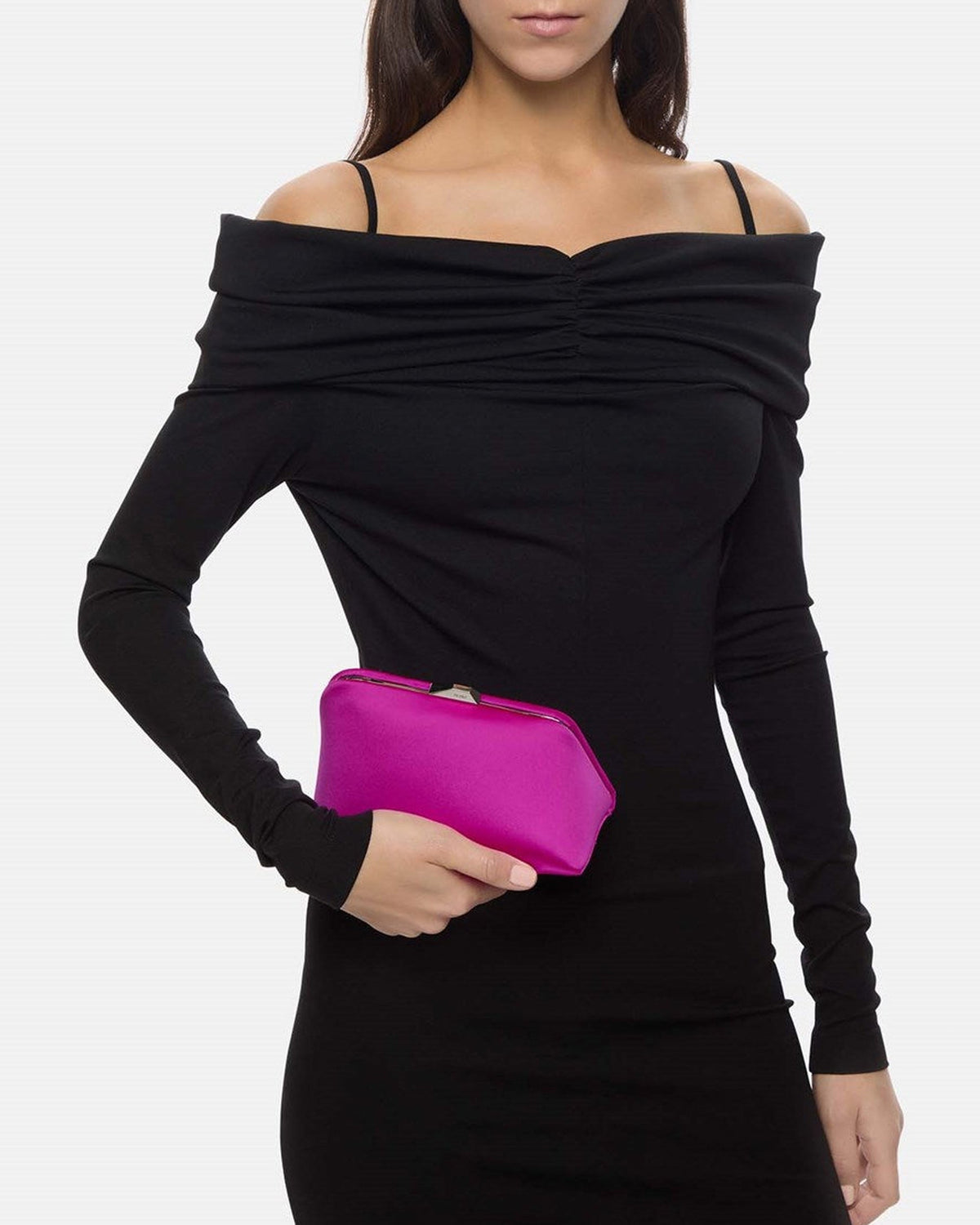 Pochette Midnight en satin - Fuchsia