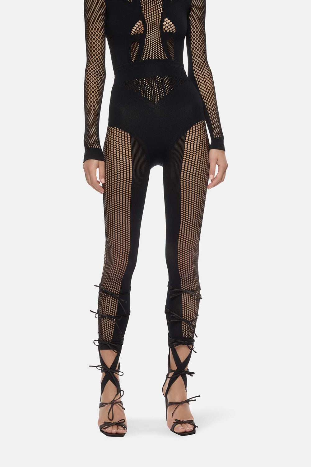 Leggings taille haute en mesh - Olive