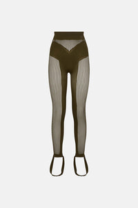 Leggings taille haute en mesh - Olive