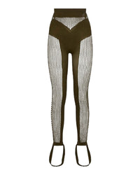 Leggings taille haute en mesh - Olive