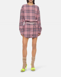 Mini robe manches longues en flanelle à carreaux - Multicolor