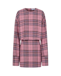Mini robe manches longues en flanelle à carreaux - Multicolor