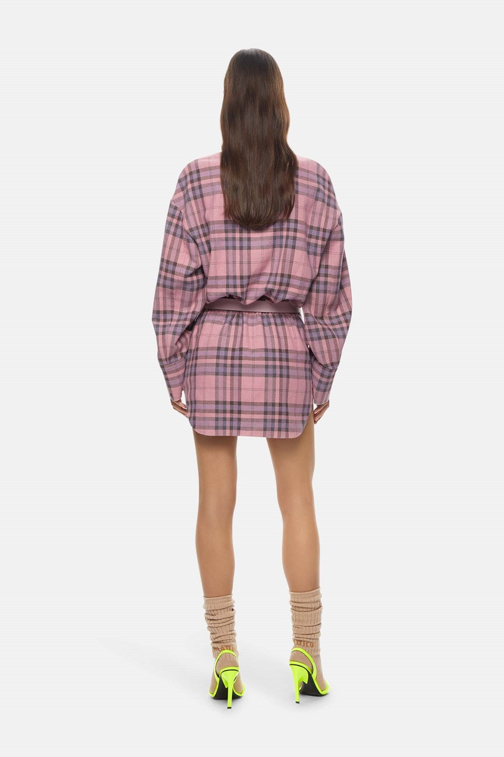 Mini robe manches longues en flanelle à carreaux - Multicolor