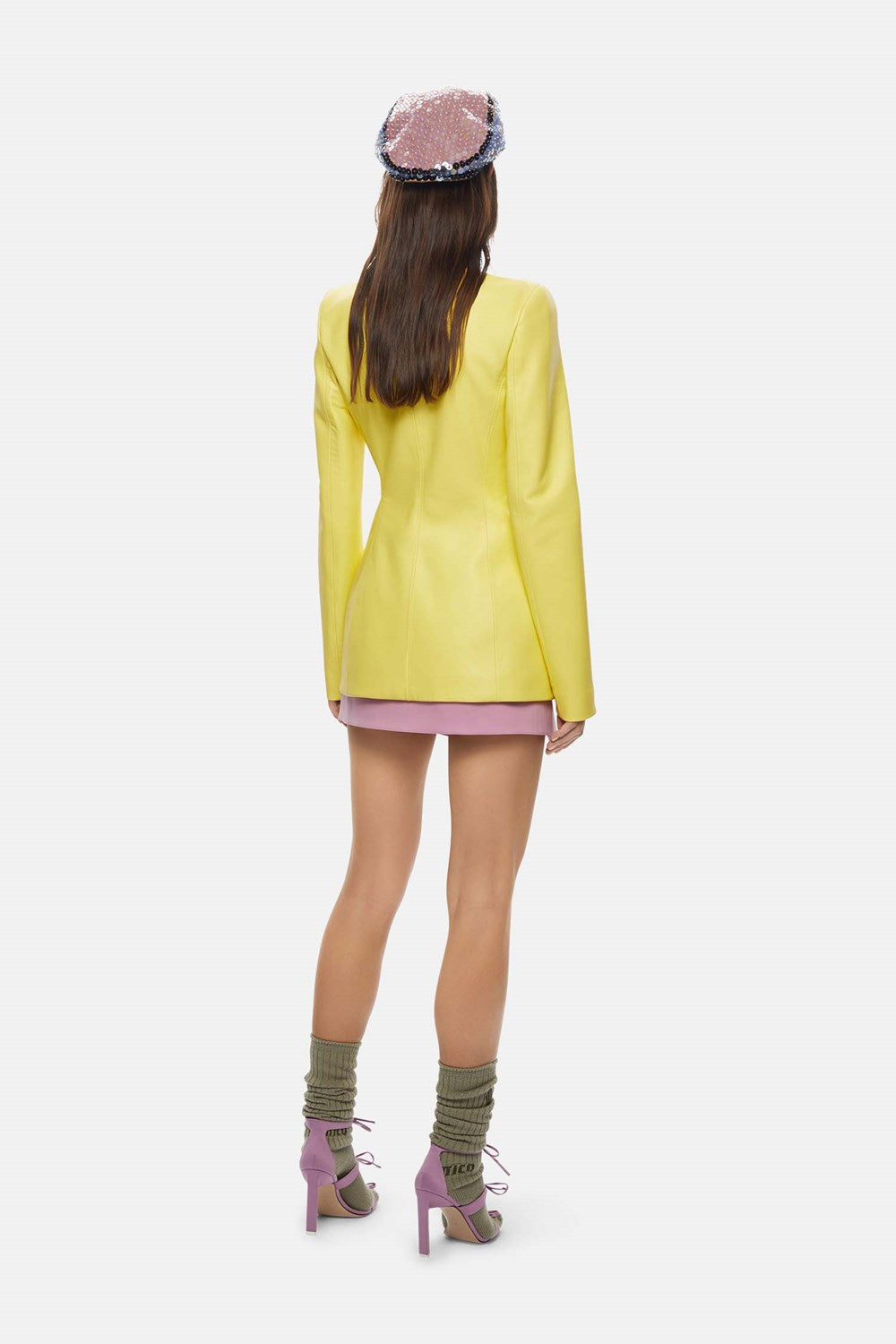 Blazer ajusté à encolure profonde - Pale Yellow