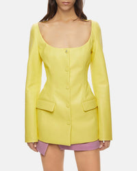 Blazer ajusté à encolure profonde - Pale Yellow
