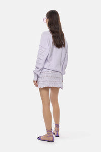 Pull boyfriend en crochet de coton - Lilac
