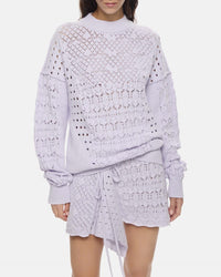 Pull boyfriend en crochet de coton - Lilac