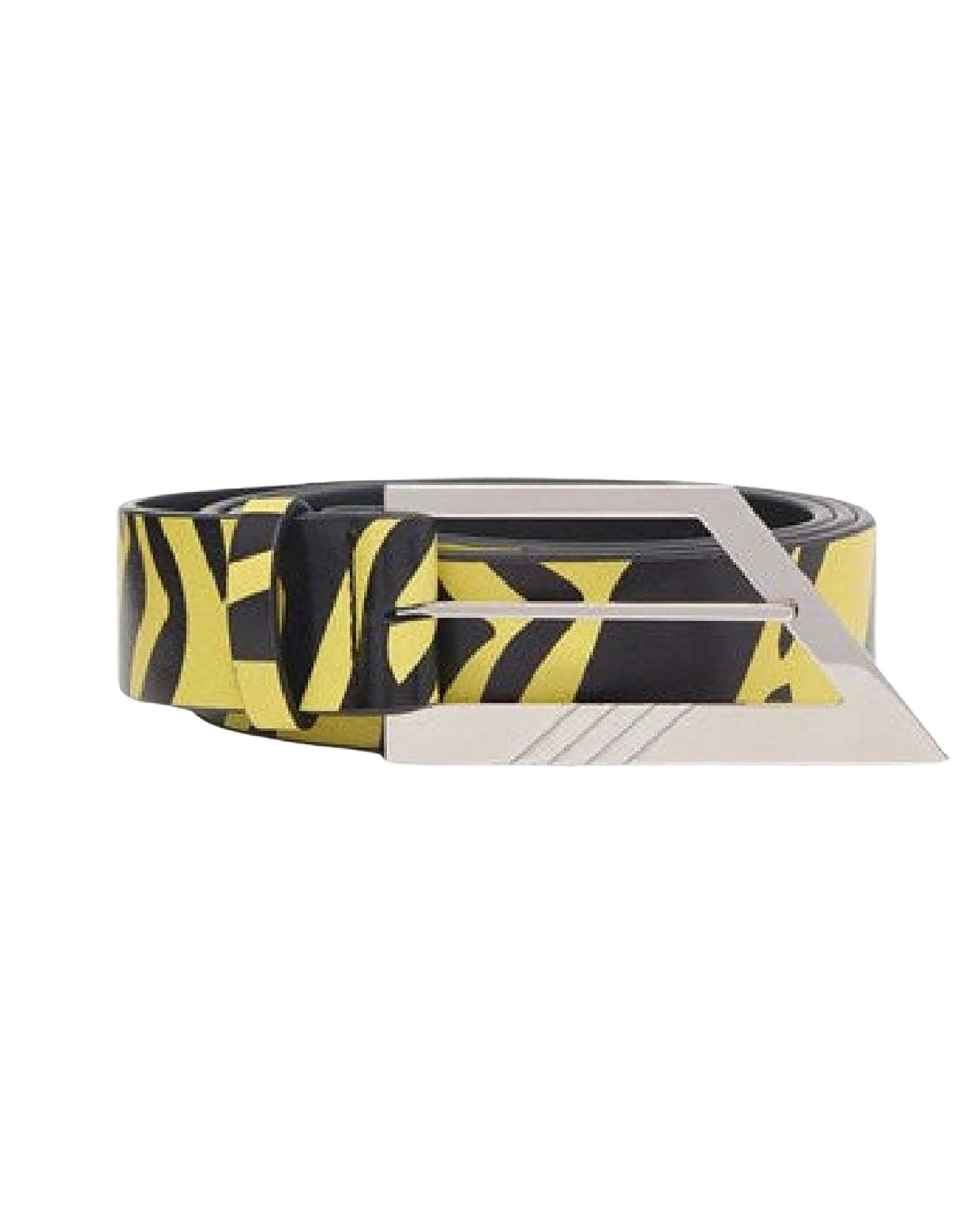 Ceinture en cuir avec boucle à logo - Yellow & Black