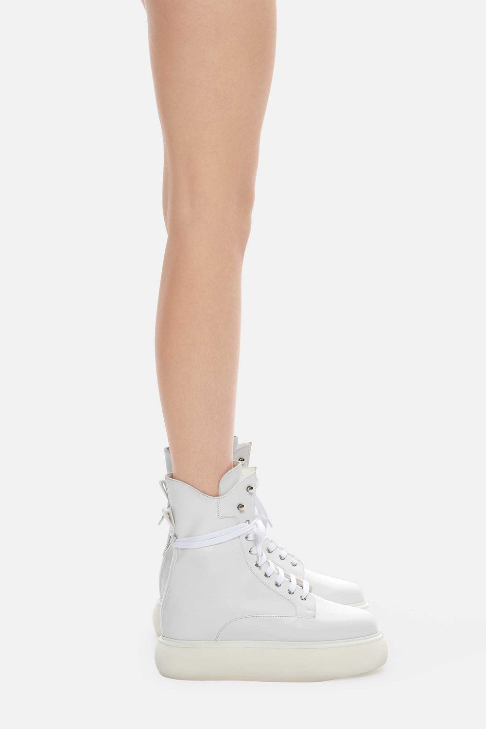 Bottes 60 à plateforme en cuir - White