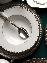 Assiette à plat Aegean filet - Blanc & Platine