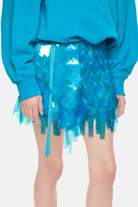 Mini jupe portefeuille Aurelie à paillettes - Turquoise