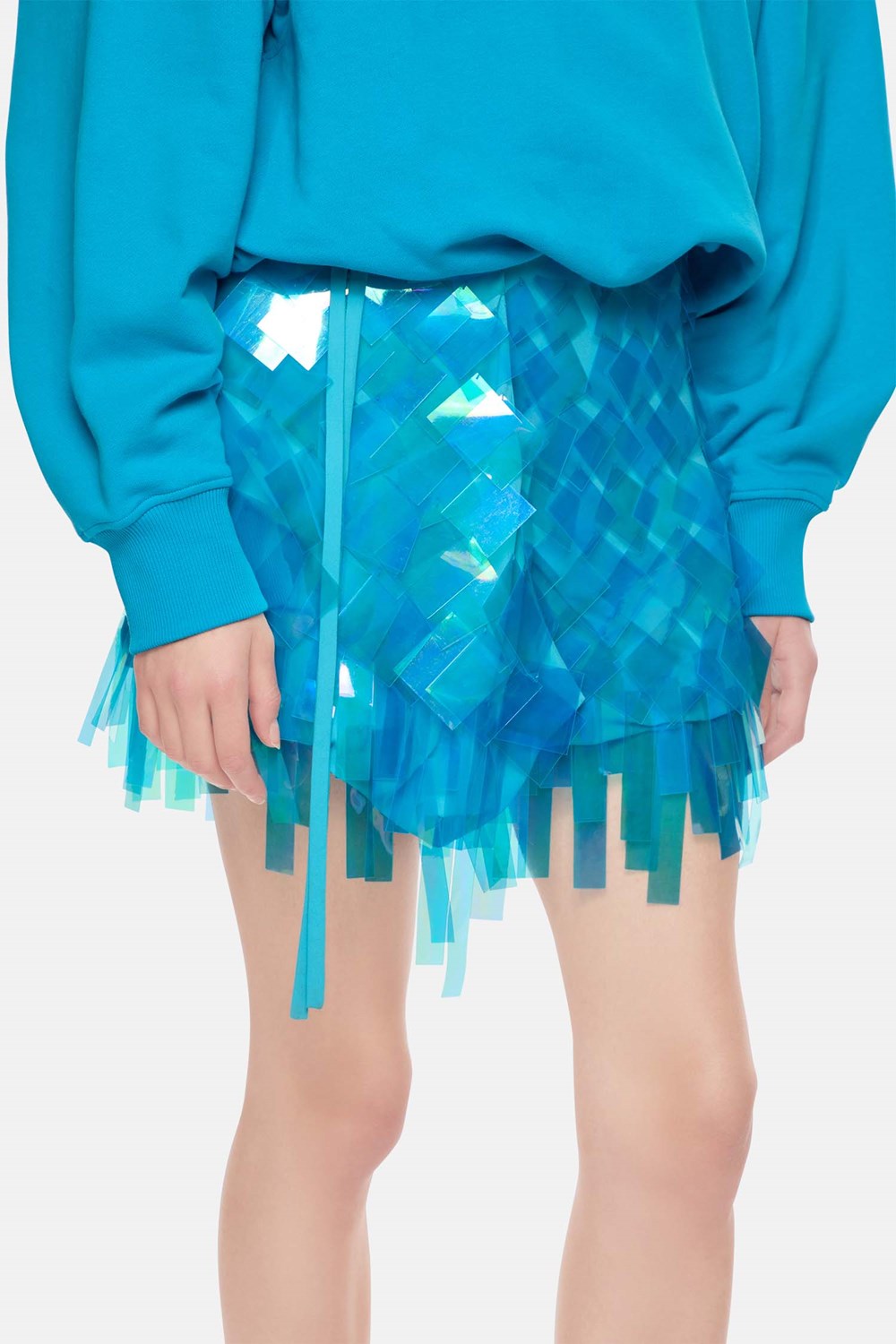 Mini jupe portefeuille Aurelie à paillettes - Turquoise