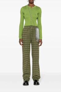 Ribbed buttoned cardigan - Neo Kaki
