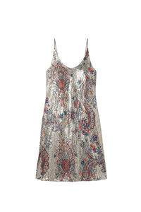 Printed thin straps dress - Paisley Light Gold
