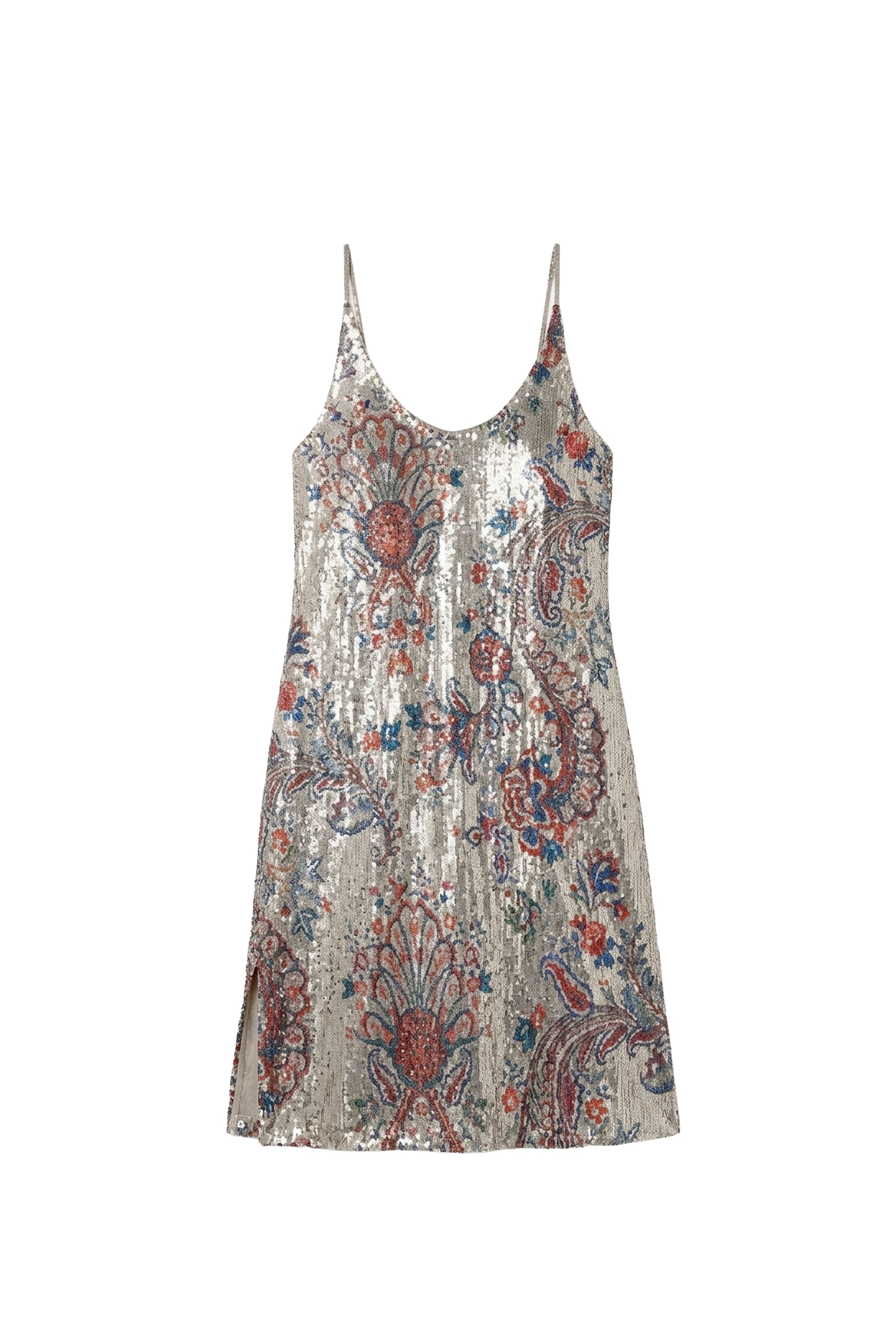 Printed thin straps dress - Paisley Light Gold
