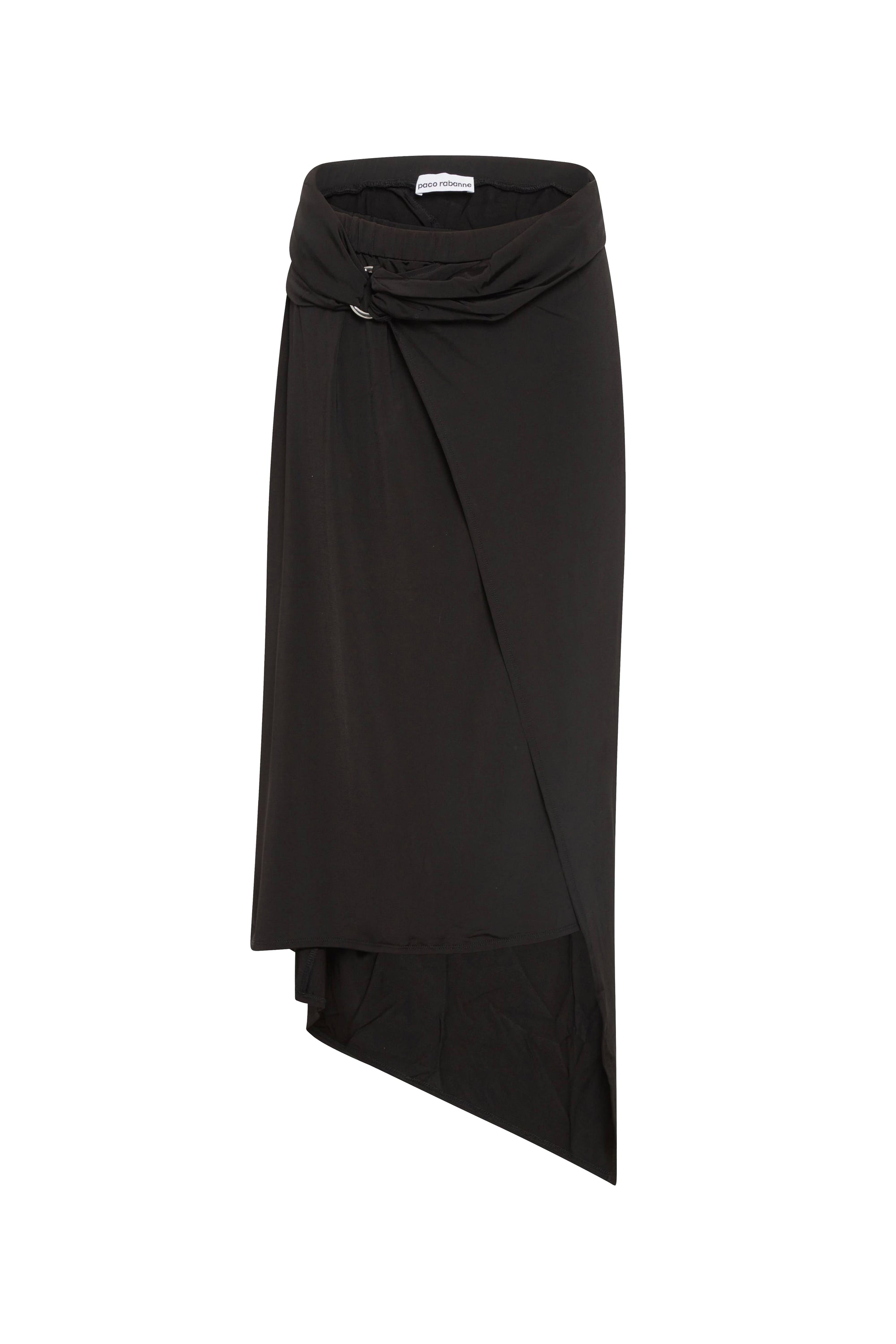 Asymmetrical long skirt with rings - Black