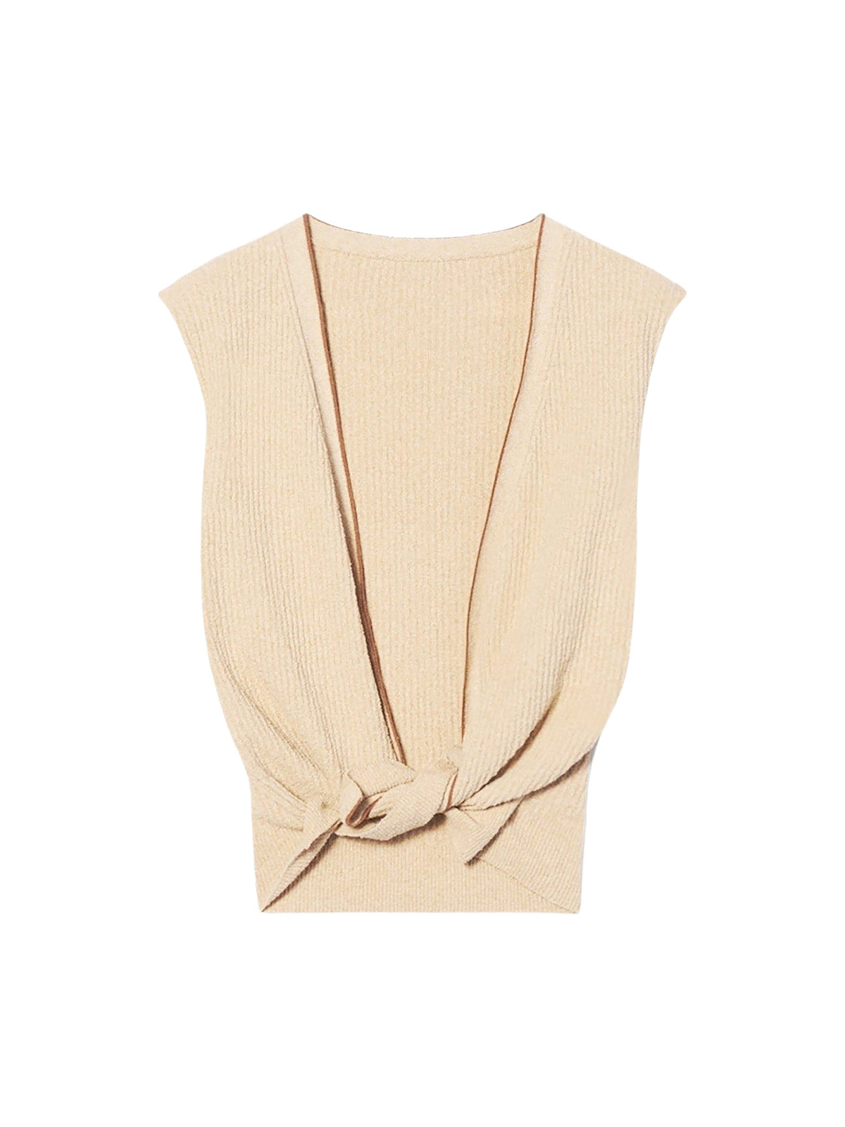 55€ / 0 sold //79 QTY / ST0%   T-shirt sans manches à liseré - Beige