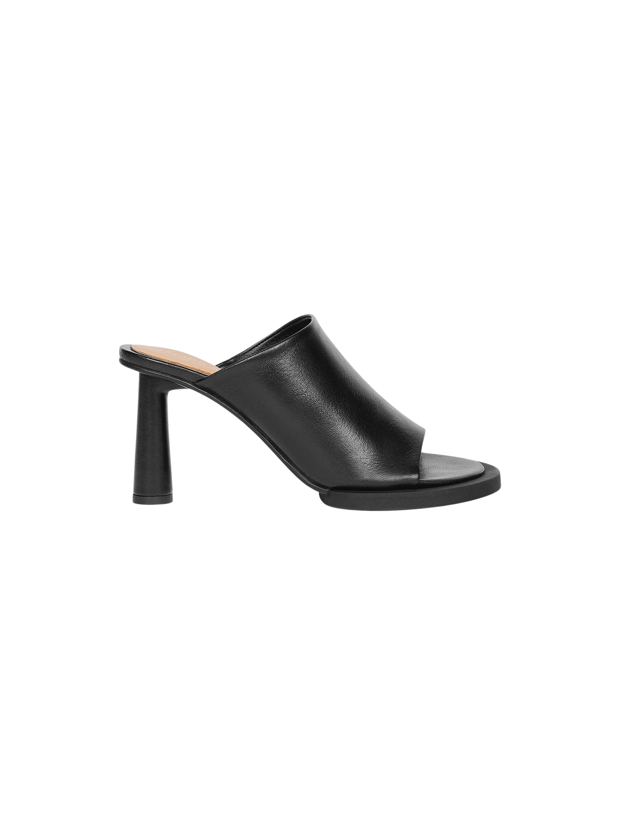 Mules Carré Rond en cuir - Black