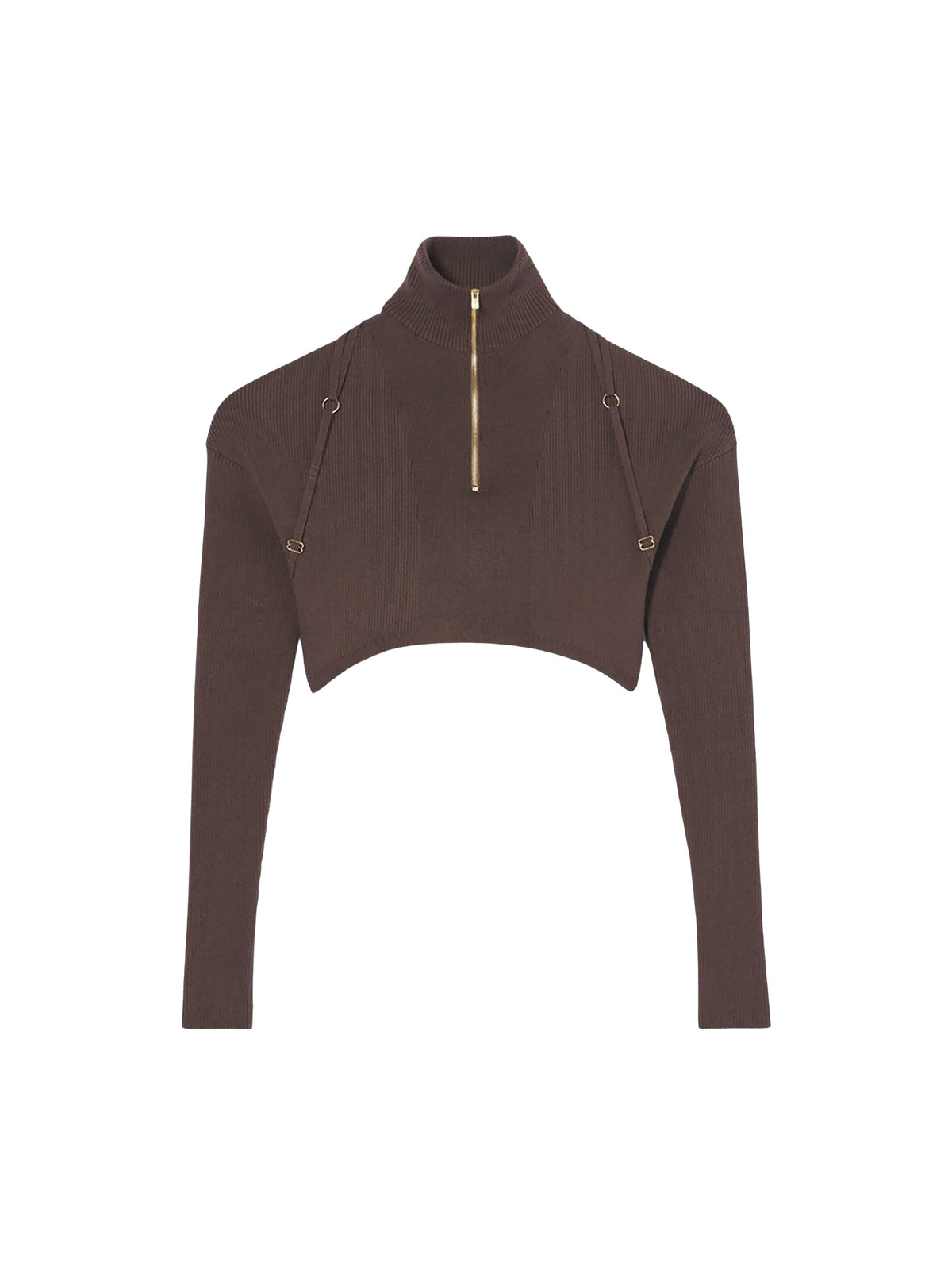 90€ / 4 sold //9 QTY / ST44%   Pull court Bormio en maille - Dark Brown