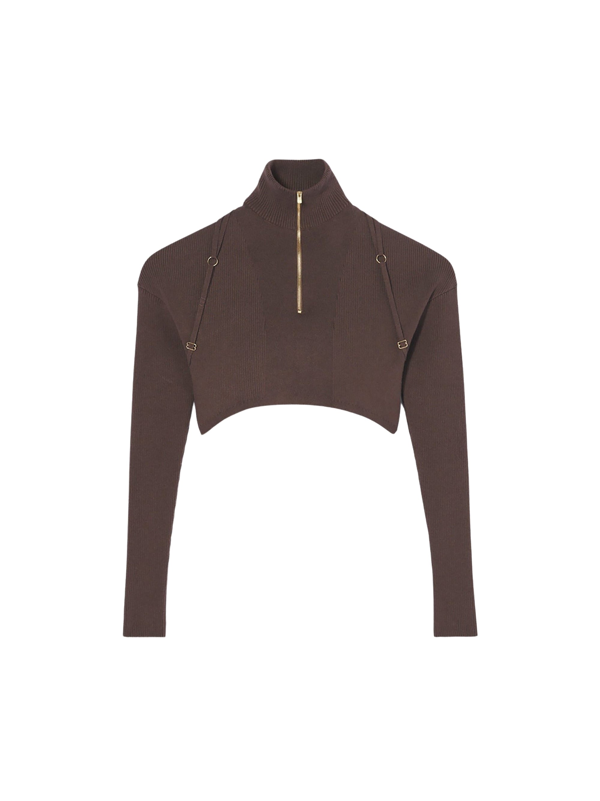 Pull court Bormio en maille - Dark Brown