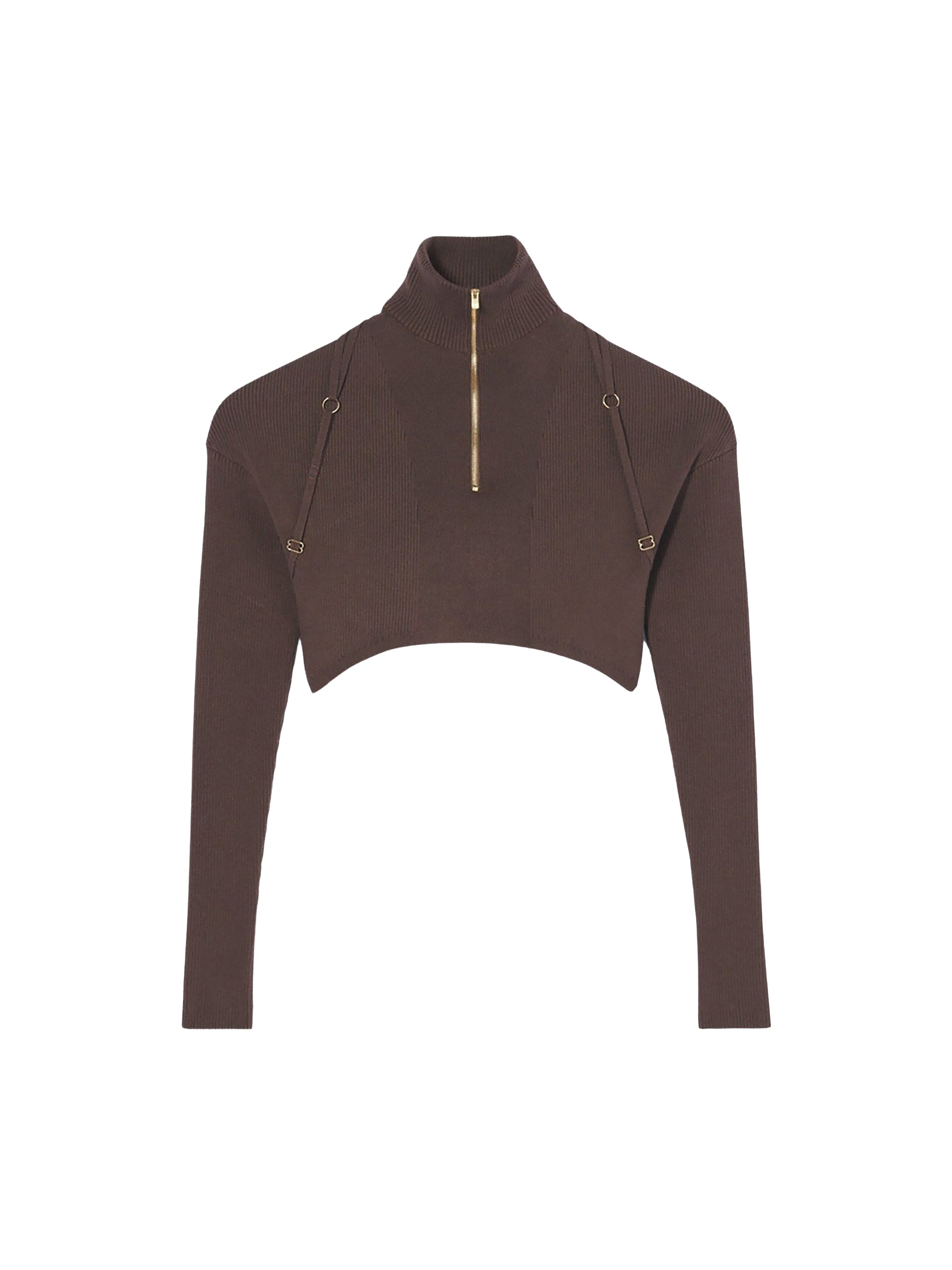 Pull court Bormio en maille - Dark Brown
