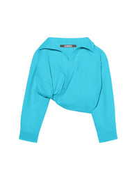 Chemise Mejean twistée - Turquoise