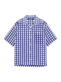 90€ / 1 sold //1 QTY / ST100%   Chemise à manches courtes imprimée - Navy Checks