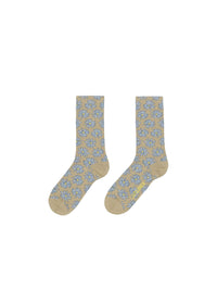 Chaussettes Fleurs - Print Blue & Beige Flowers