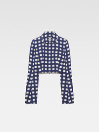 Veste Limao zippée en soie mélangée - Navy Checks