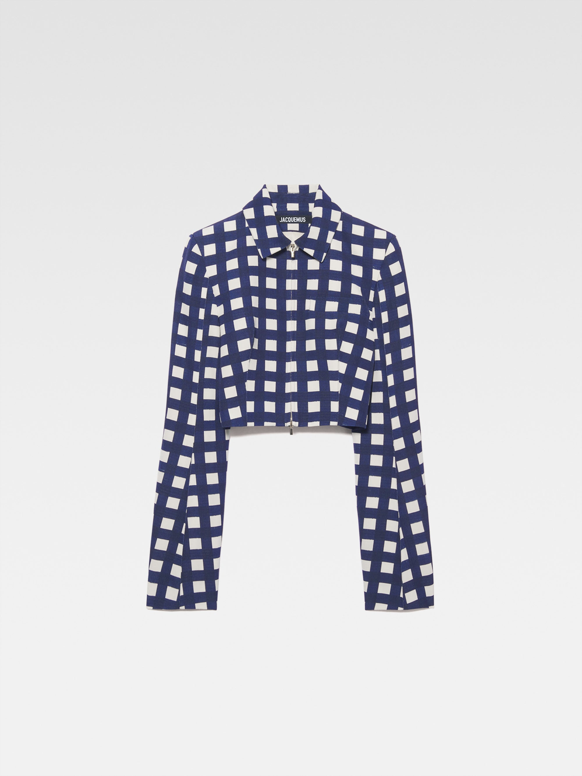 Veste Limao zippée en soie mélangée - Navy Checks