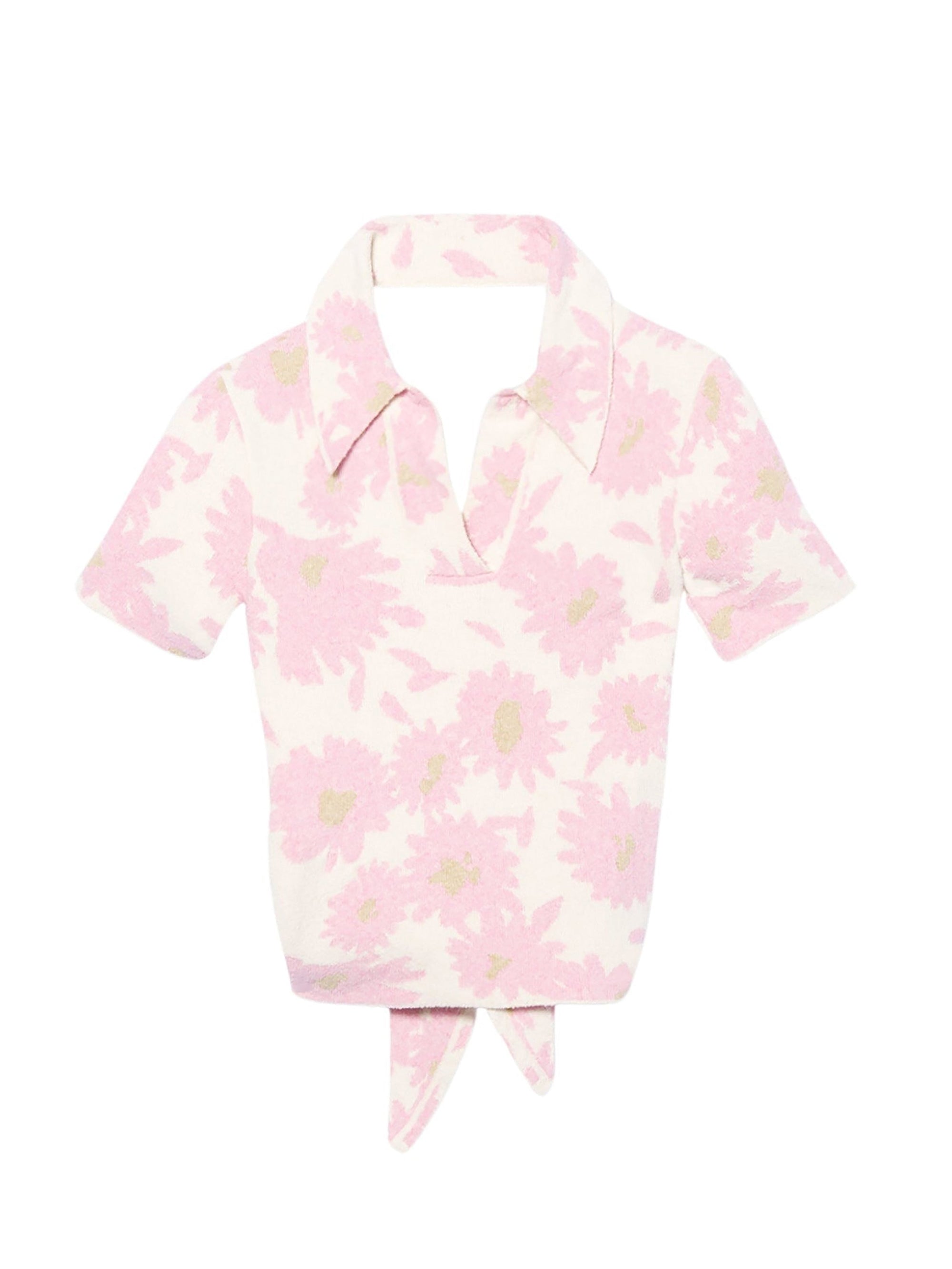 T-shirt court Bagnu dos nu - Jacquard Pink