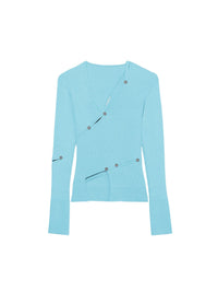 Cardigan Tordu décolleté - Turquoise