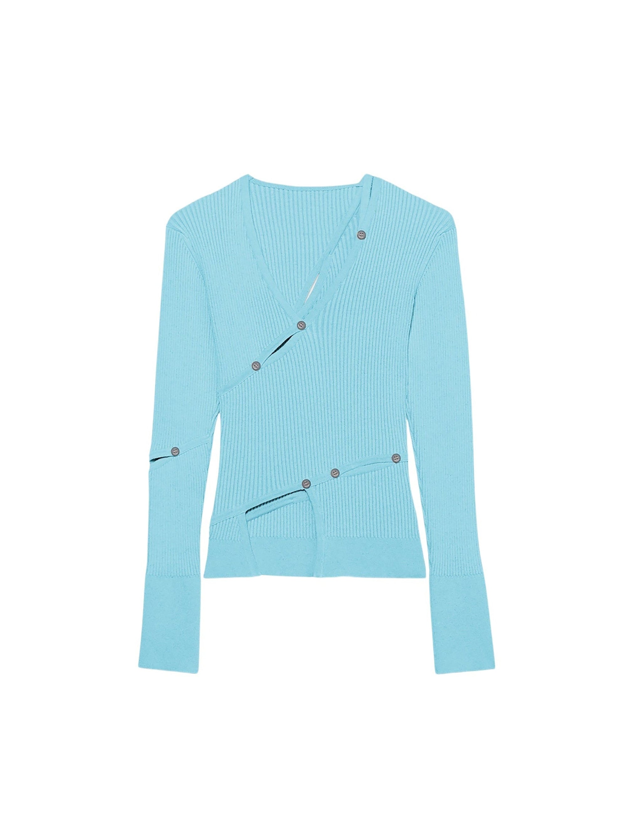 Cardigan Tordu décolleté - Turquoise