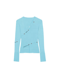 Cardigan Tordu décolleté - Turquoise