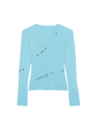 90€ / 3 sold //120 QTY / ST3%   Cardigan Tordu décolleté - Turquoise