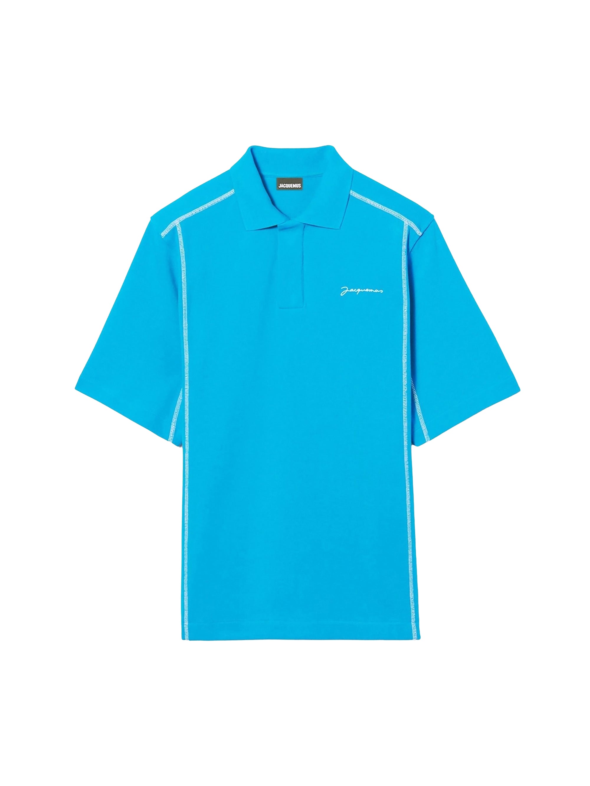 Polo Vainilla à surpiqures - Turquoise