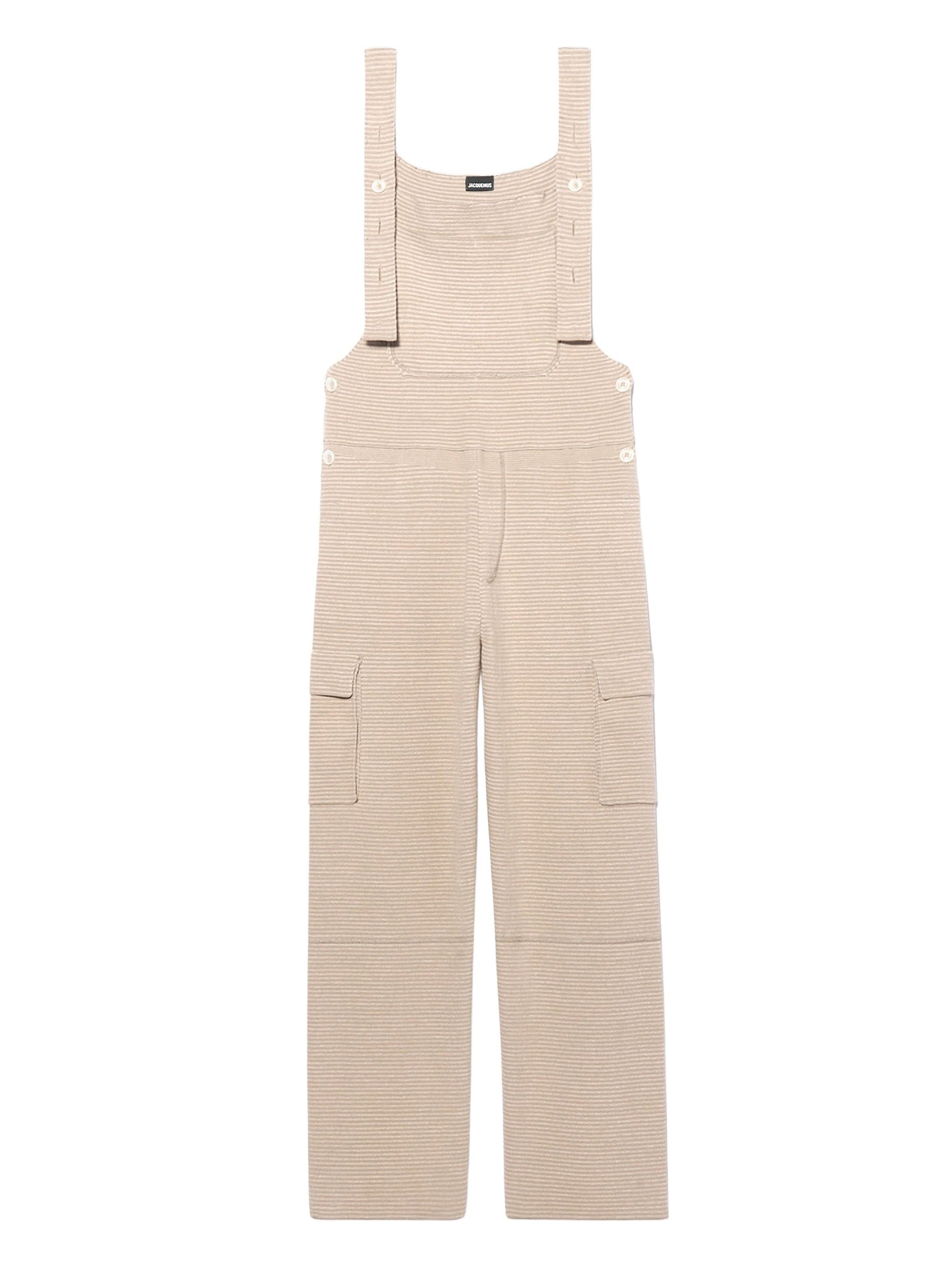 Salopette à rayures - Beige
