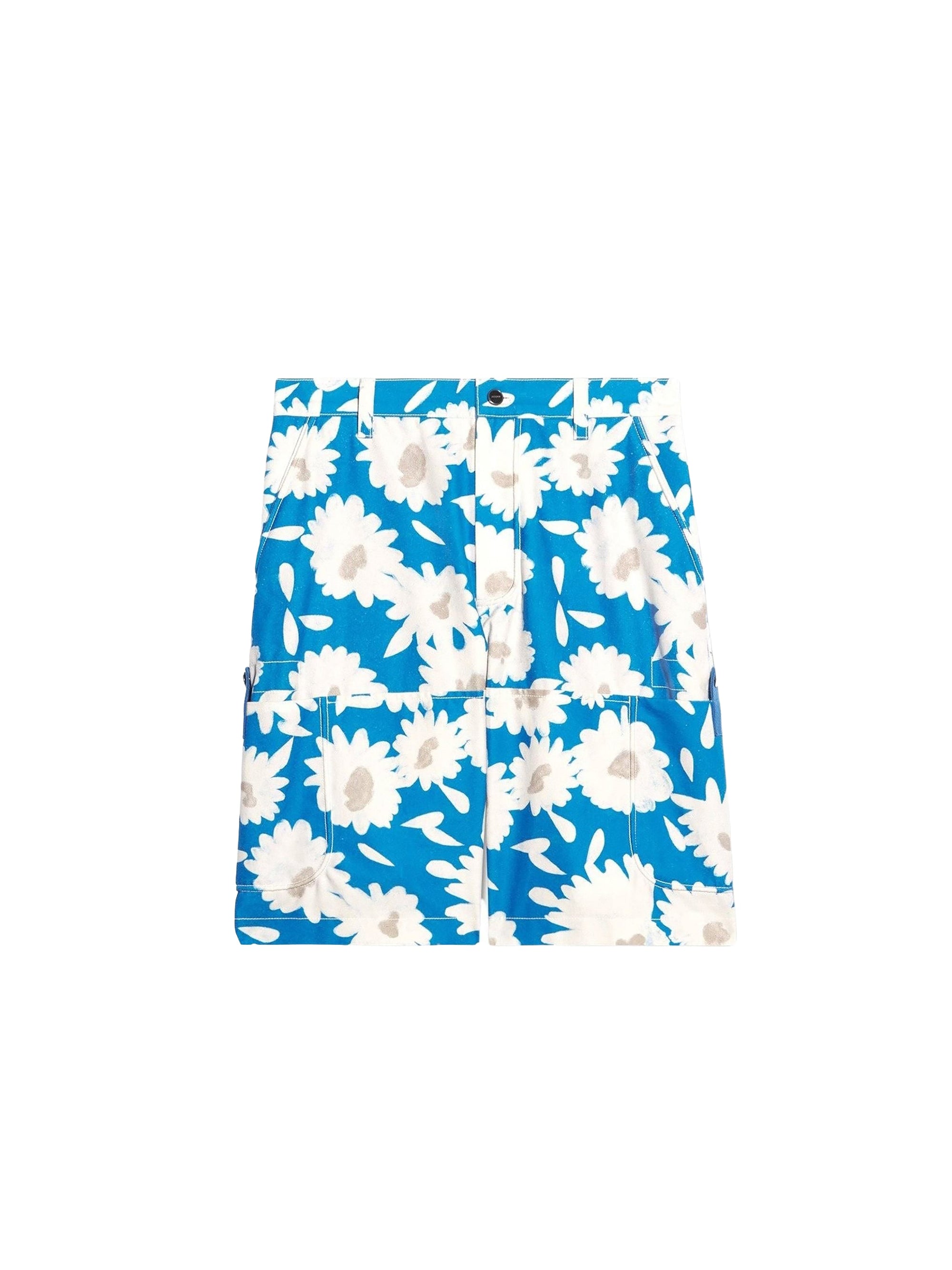 PRINT WHITE/BLUE FLOWERS LE SHORT GIARDINO