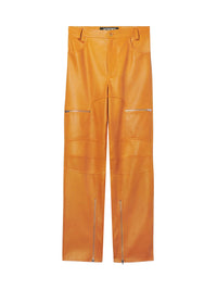 Pantalon cargo Aranciu en cuir - Orange
