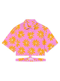 90€ / 0 sold //4 QTY / ST0%   Chemise courte à fleurs - Orange Pink Flowers